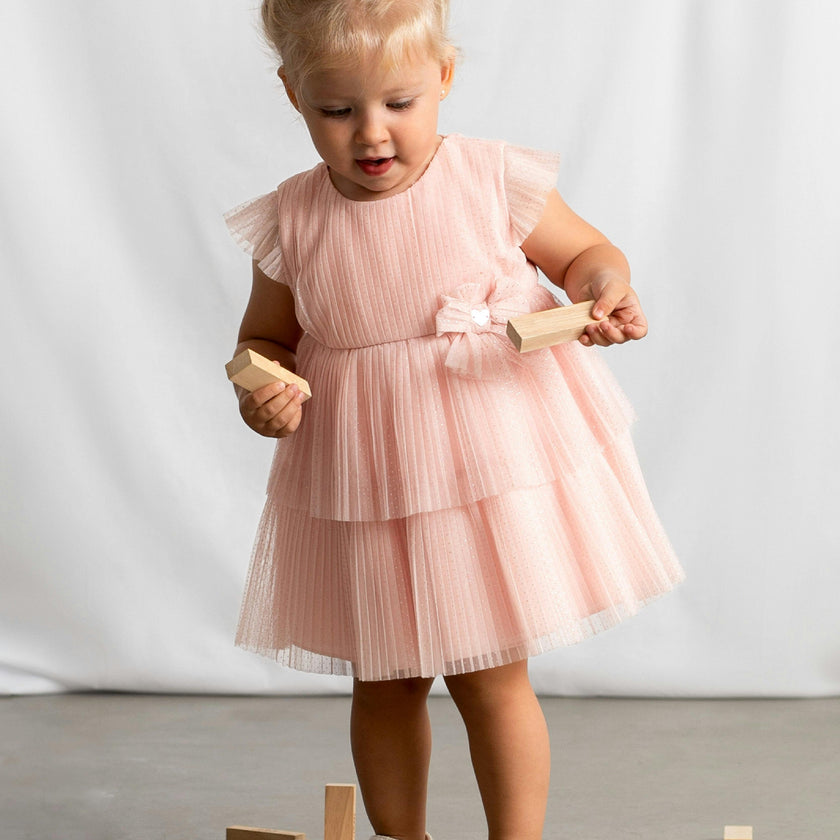 Pink Baby Dress With Glitter Bow