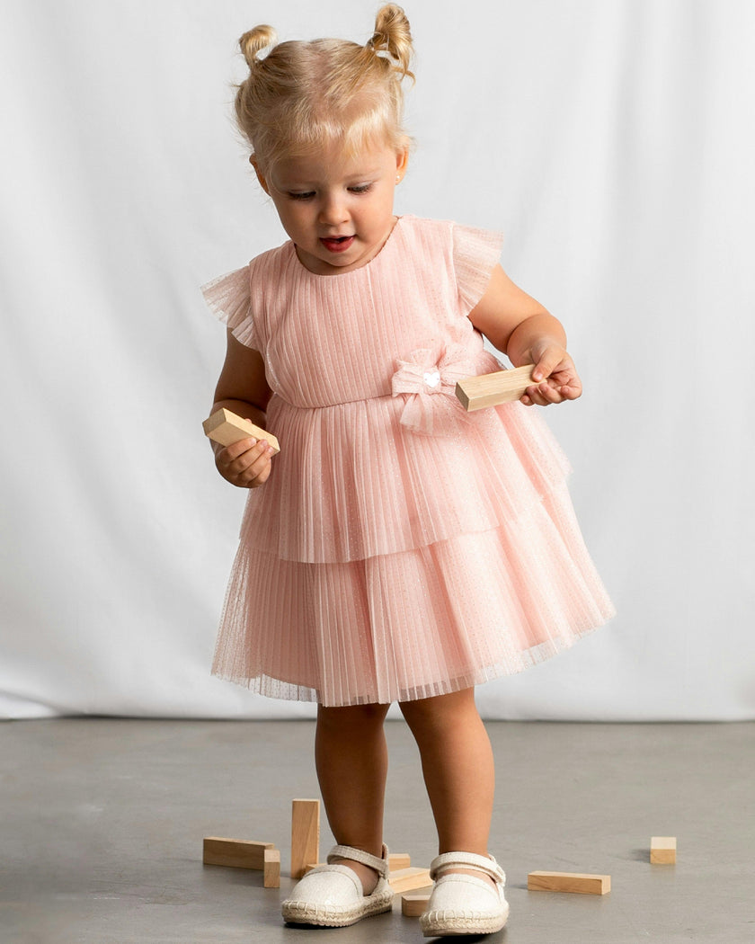 Pink Baby Dress With Glitter Bow