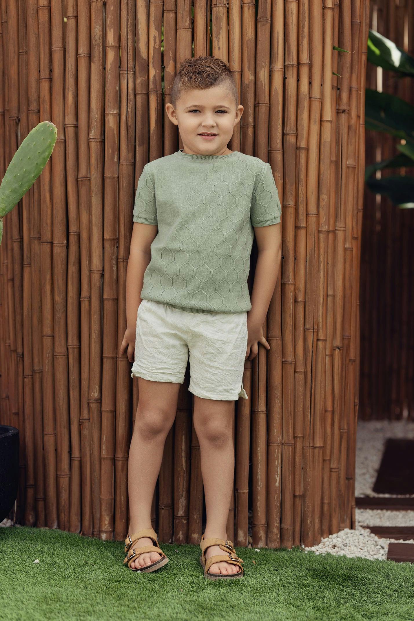 Boys Honeycomb Knit Shirt