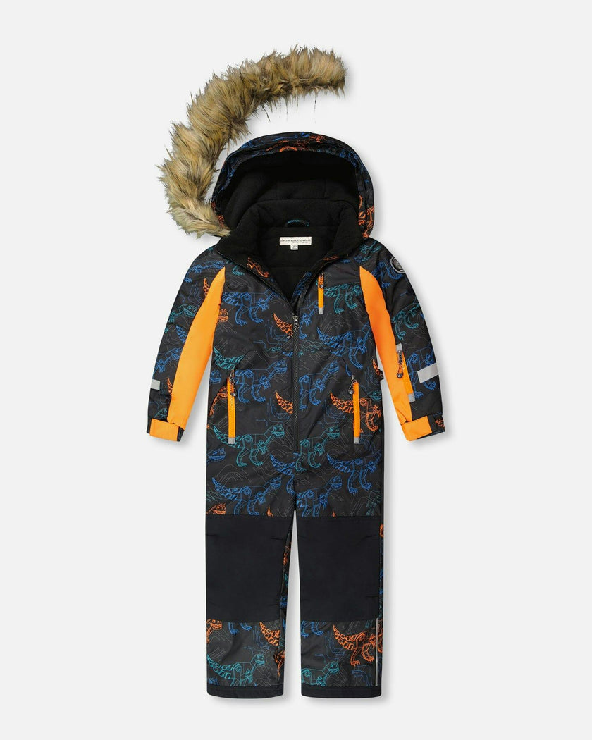 One-Piece Play Snowsuit Robot Dinosaur Print