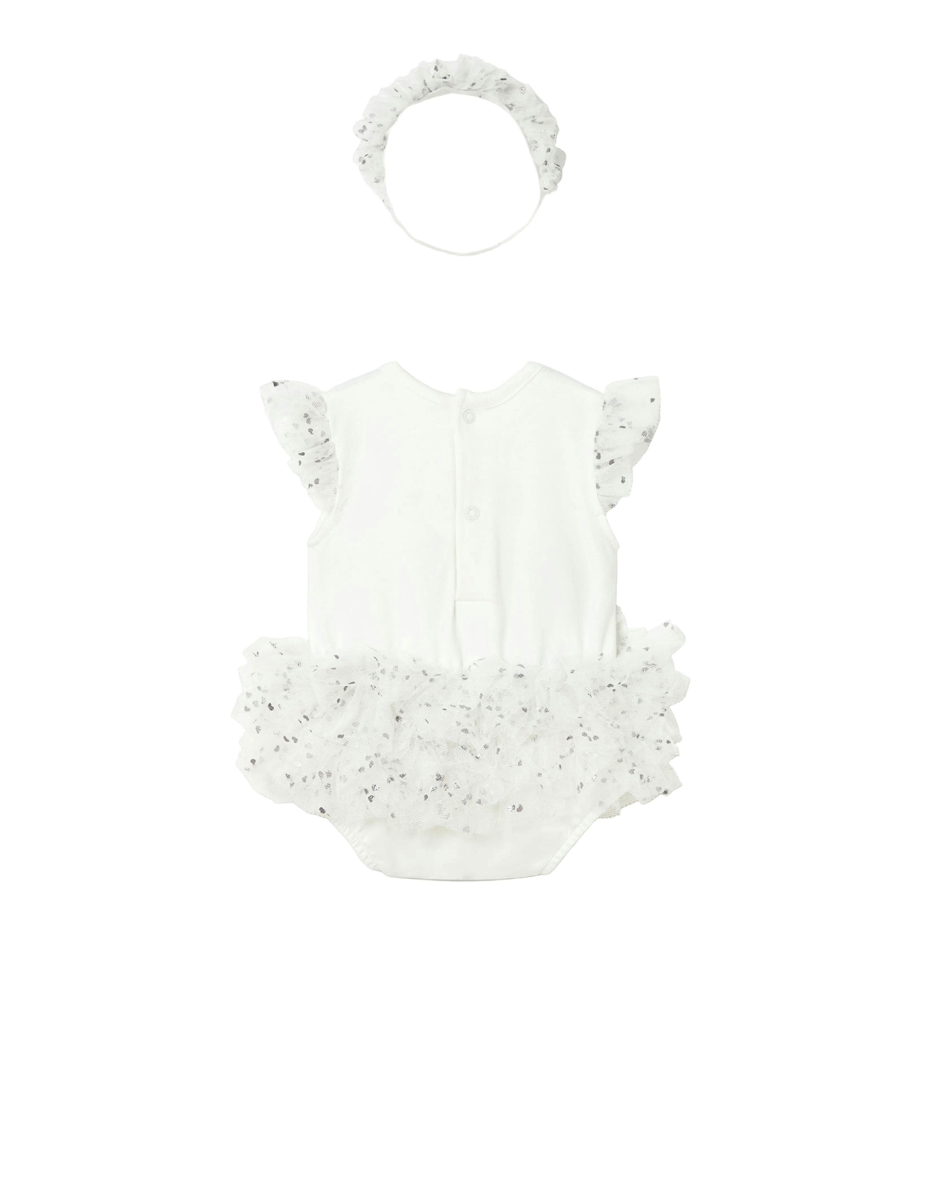 Ruffled Romper with Tulle Skirt and Headband