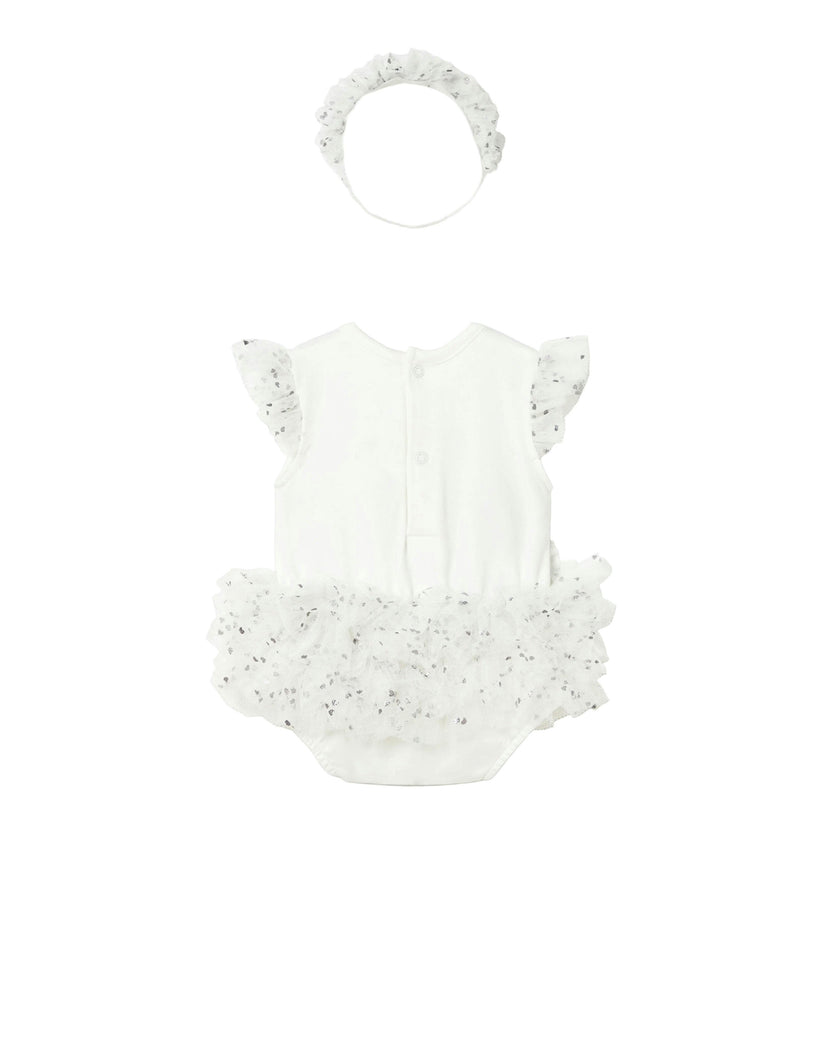 Ruffled Romper with Tulle Skirt and Headband