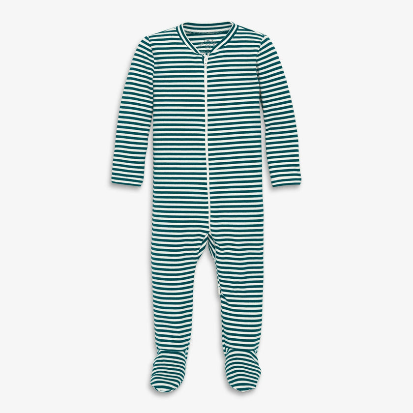Baby organic zip footie in stripe