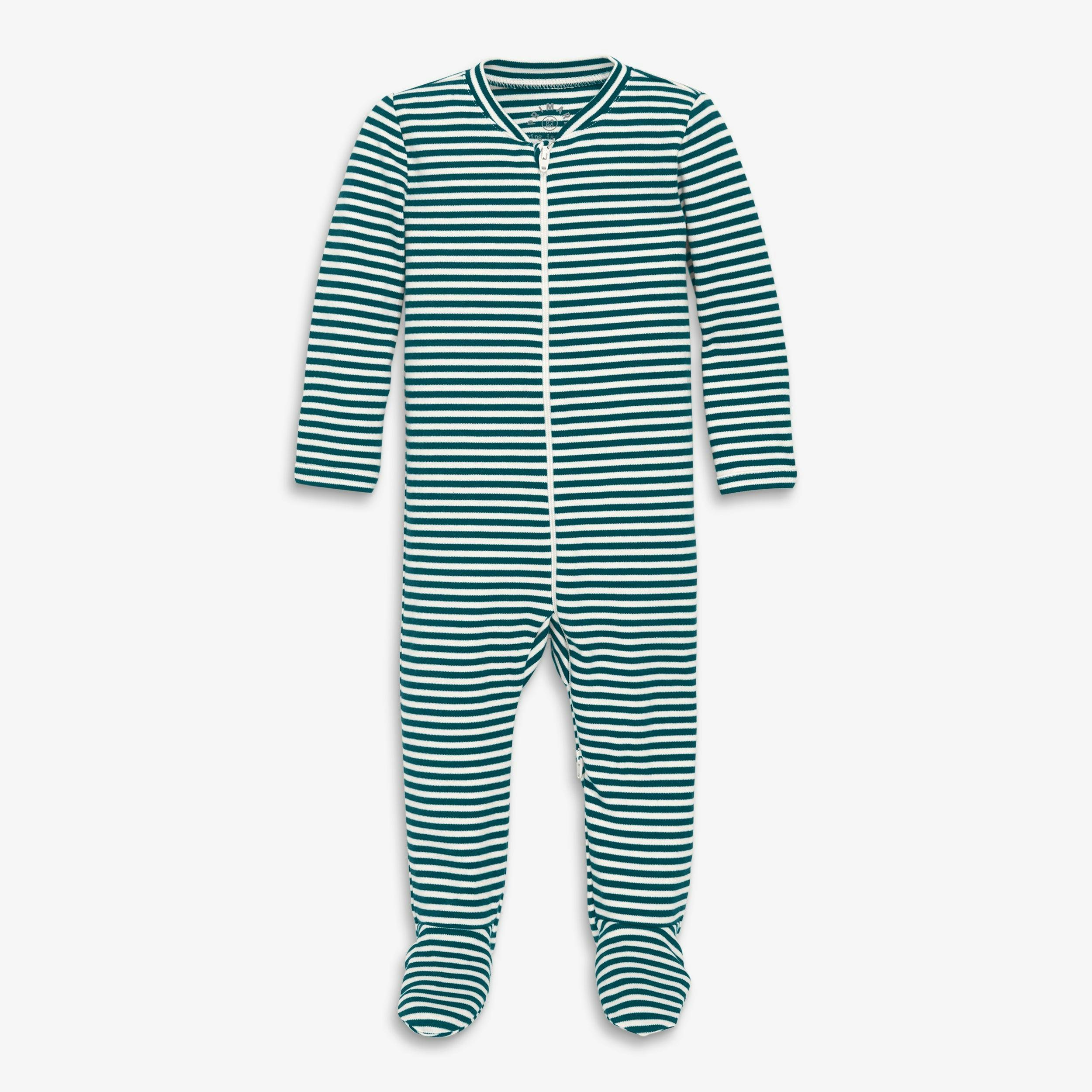 Baby organic zip footie in stripe