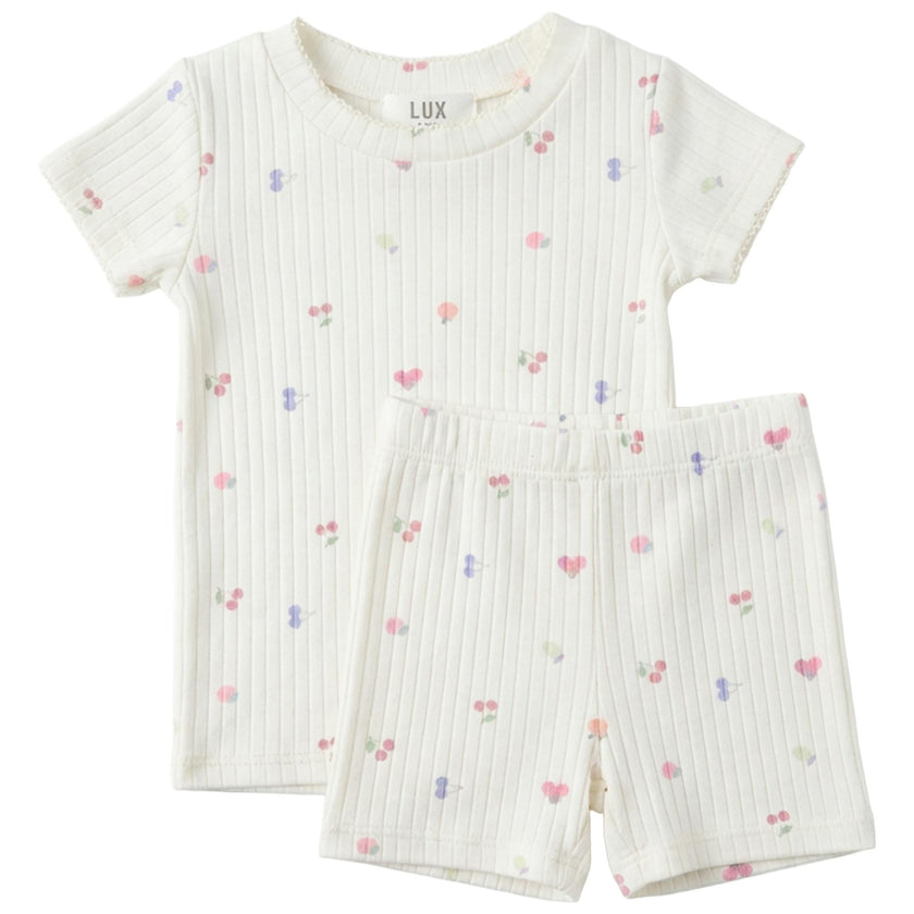 Fruit Print Pointelle Shorts Set