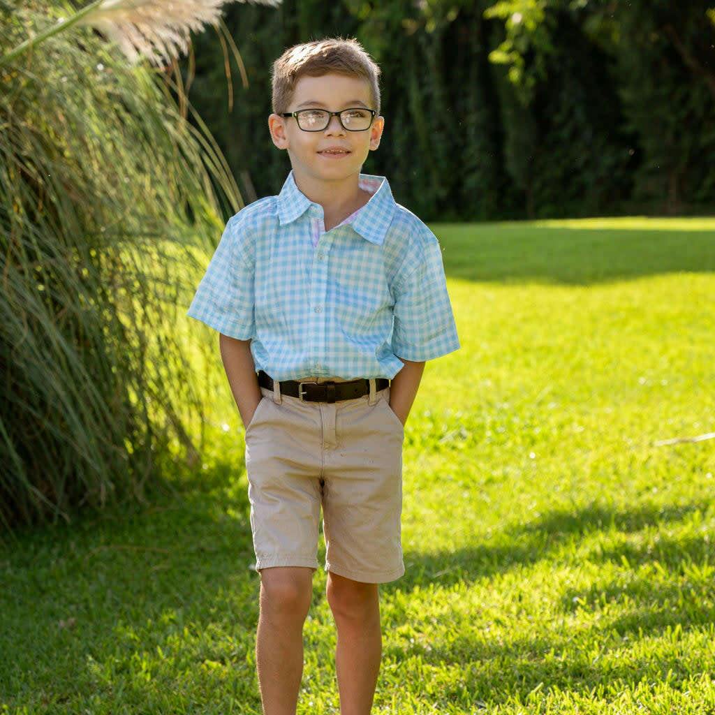 Gingham Pink Shirt in Short Sleeves