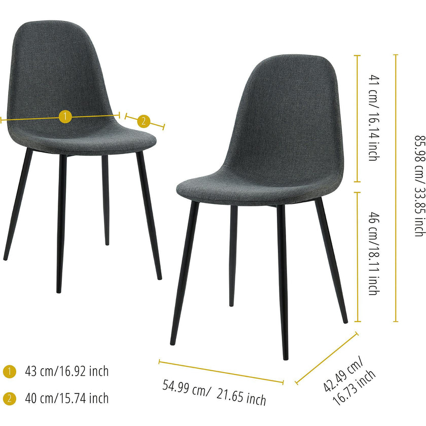 Minimalista Fabric Dining Chair with Black Metal Legs