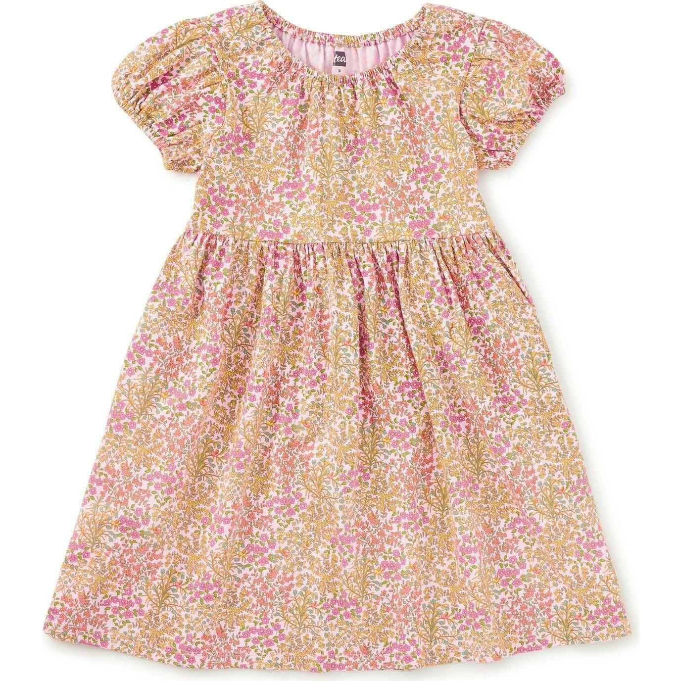 Puff Sleeve Empire Dress, Multi