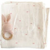 Bow Swaddle and Teether Set - Pink Bunny