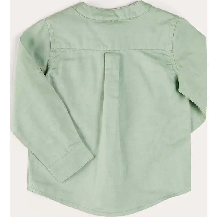 Plain Mao Collar Long Sleeve Shirt in Green (12mths-10yrs)