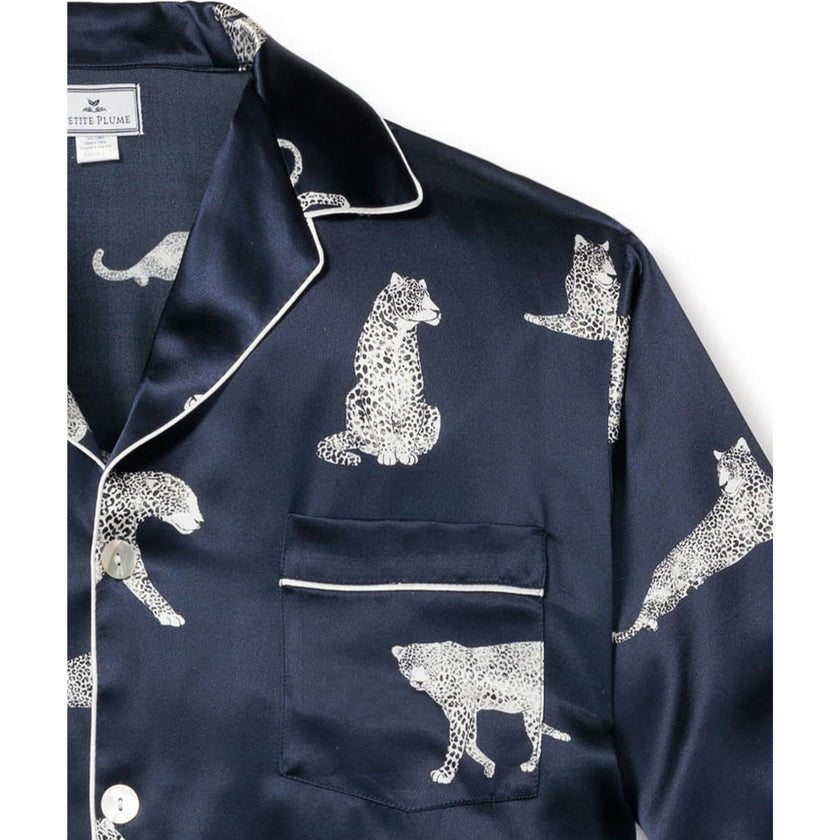 Men's Silk Pajama Set in Panthère de Nuit