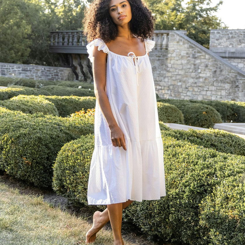 Women's Swiss Dots Celeste Nightgown in White