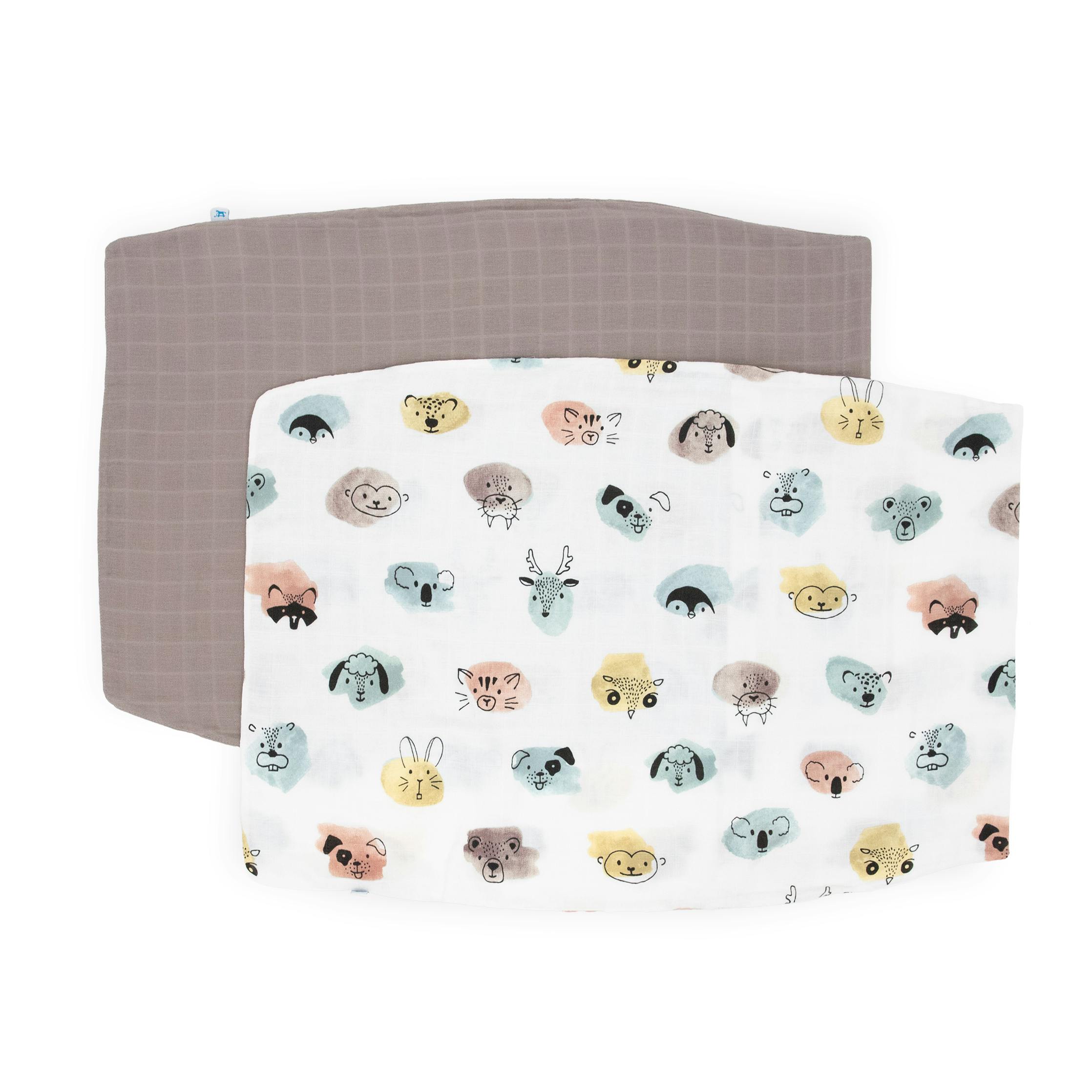 Cotton Muslin Pillowcase 2 Pack - Watercolor Critters