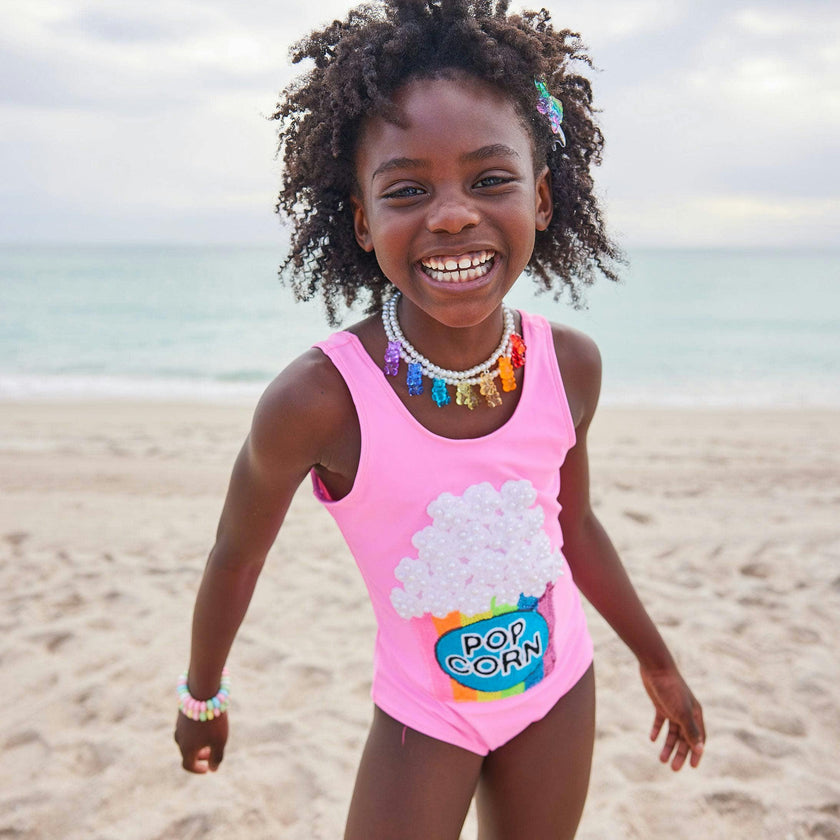Popcorn & Pearls Sleeveless One-Piece Swimsuit