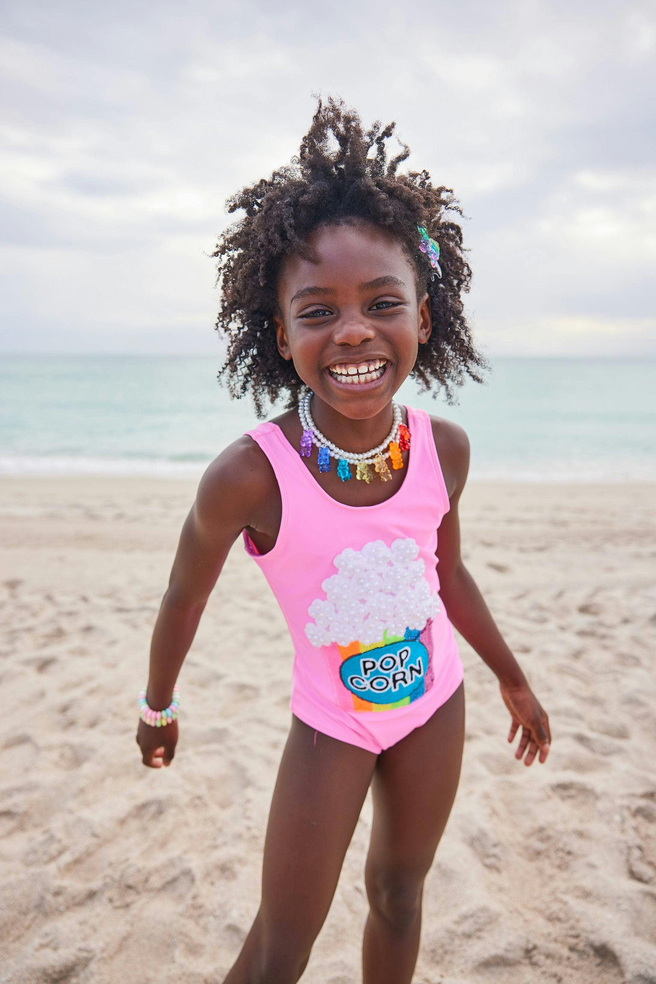 Popcorn & Pearls Sleeveless One-Piece Swimsuit