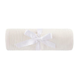Scallop Trimmed Rib Knit Blanket Ivory