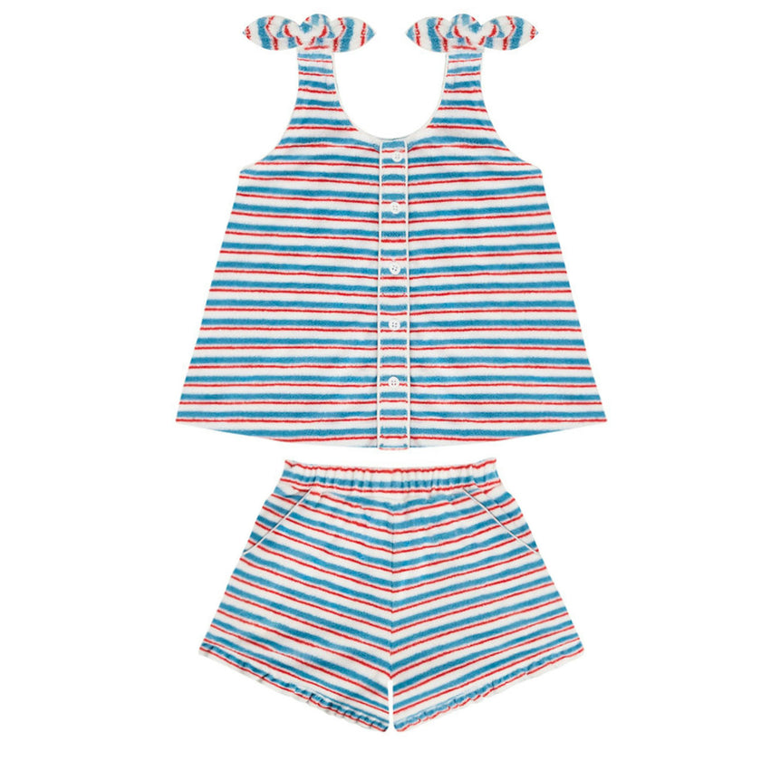 girls jetty stripe french terry tie knot set