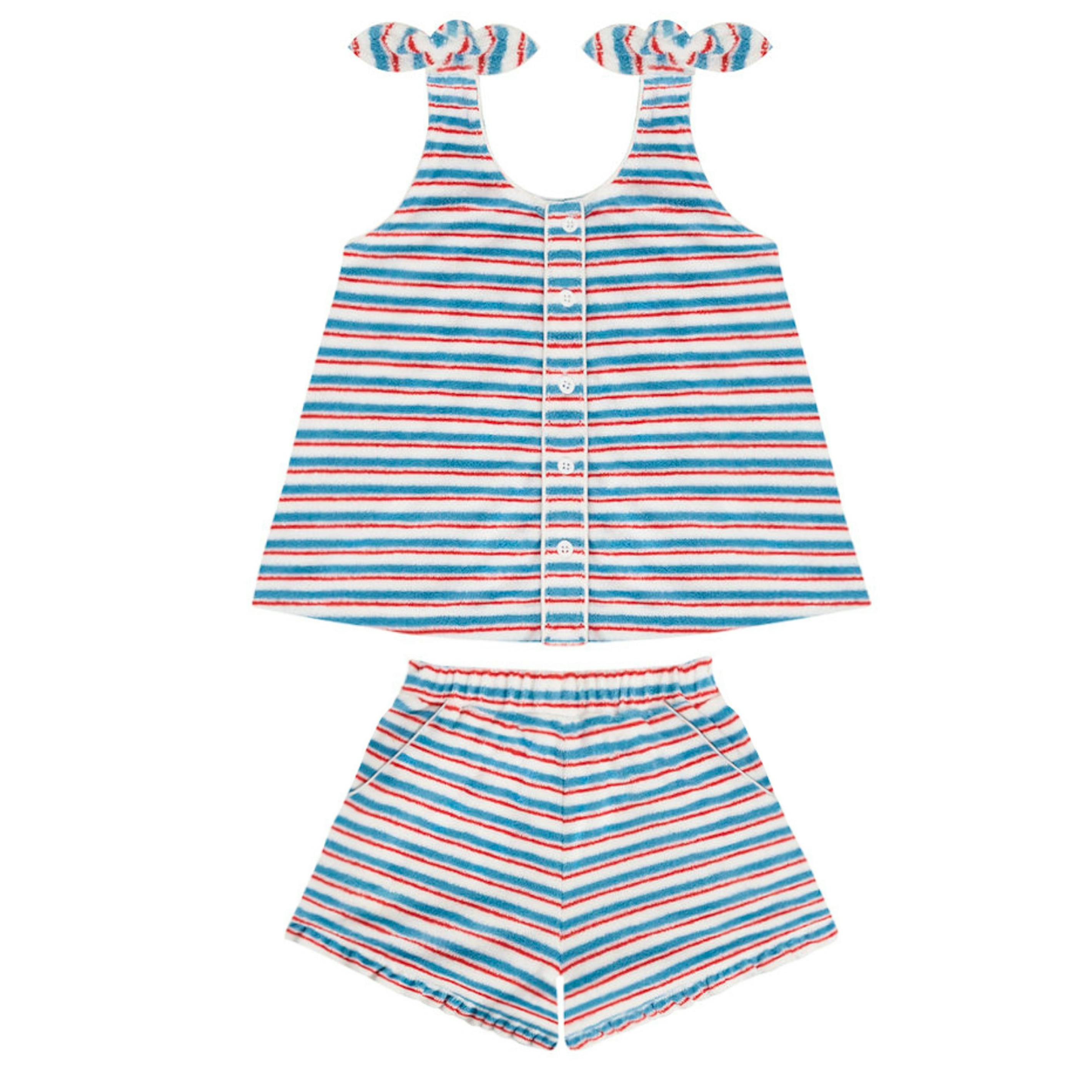 girls jetty stripe french terry tie knot set