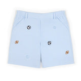 Check Seersucker Short W/Embroidered Sport Balls