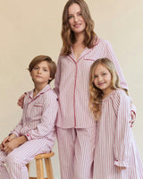 Women's Twill Pajama Set in Antique Red Ticking
