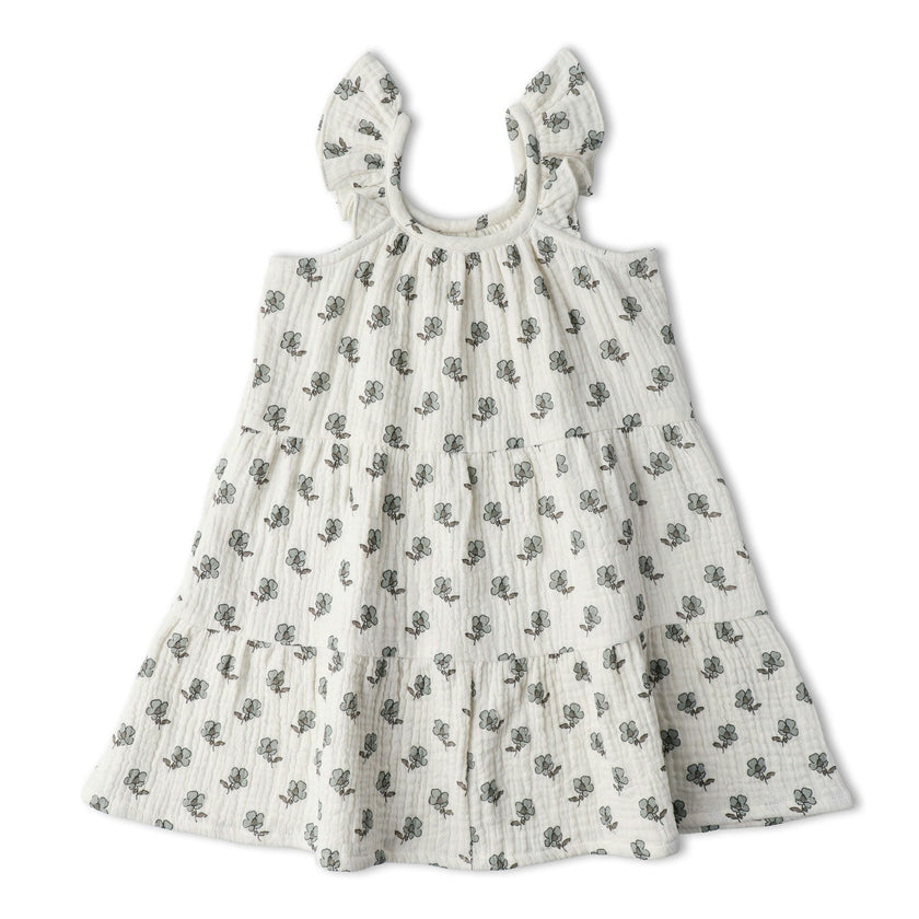 Organic Ruffle Tiered Dress - Poppy