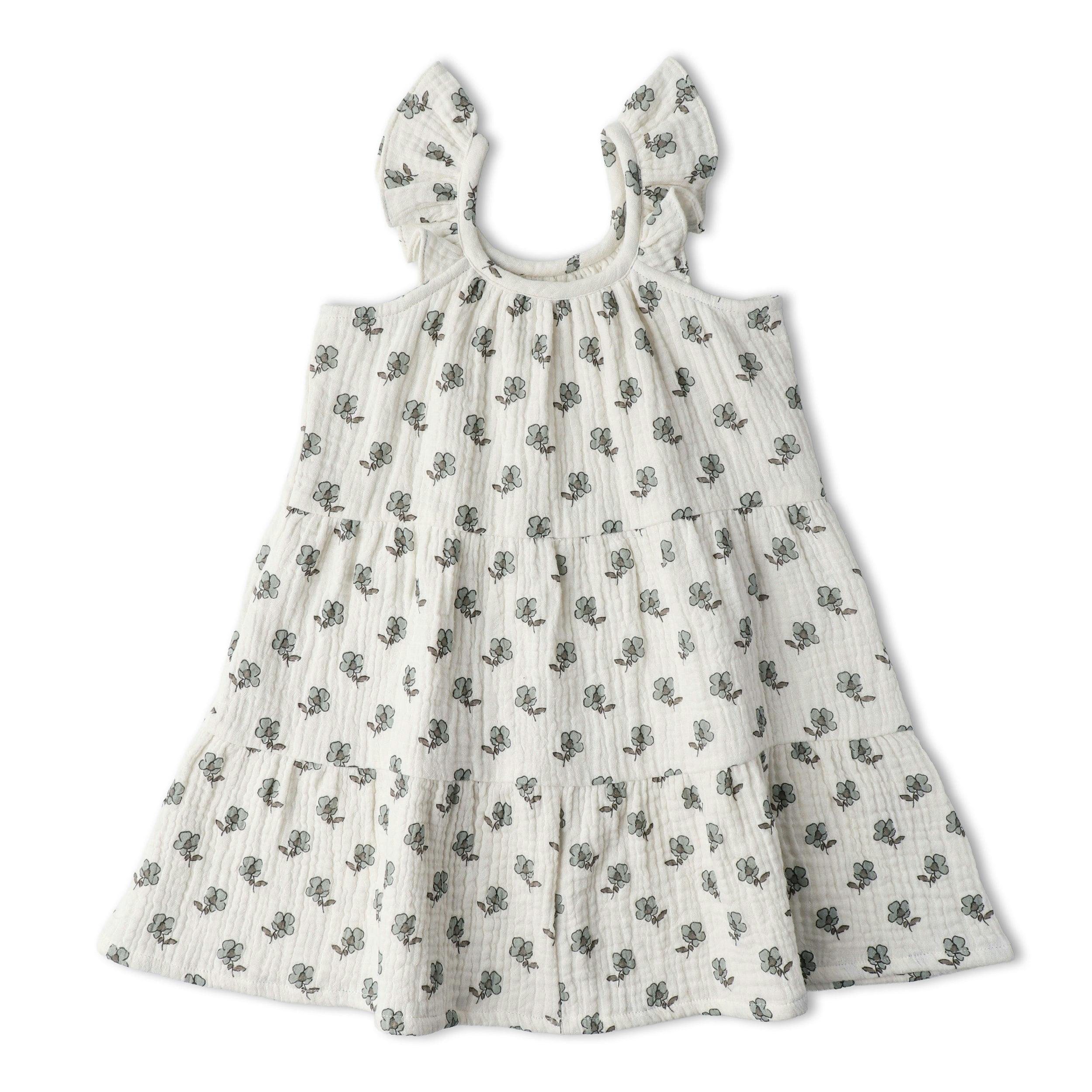 Organic Ruffle Tiered Dress - Poppy