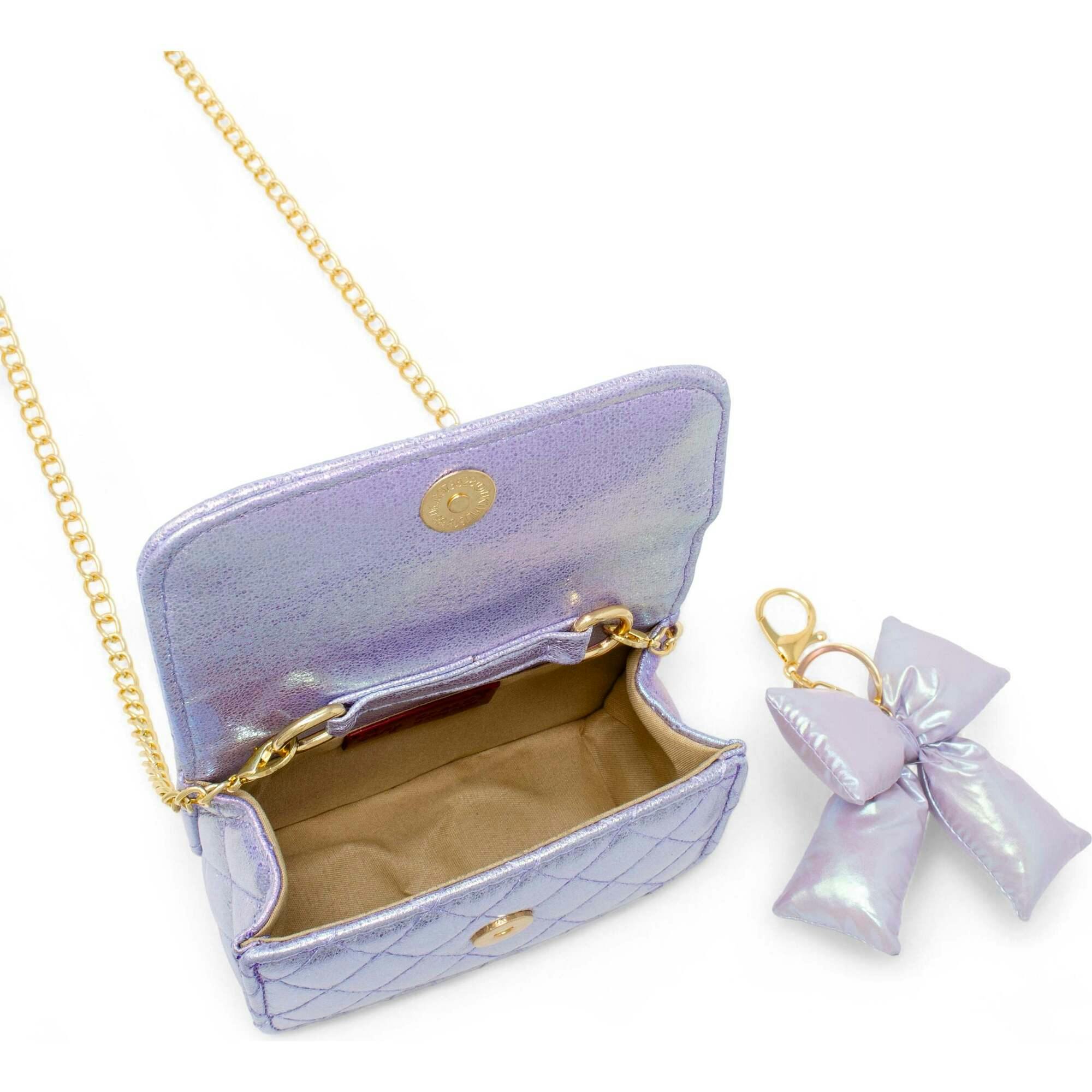 Shiny Quilted Fluffy Bow Handbag