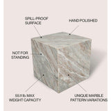 Felix 15" Contemporary Natural Marble Handmade Cube End Table
