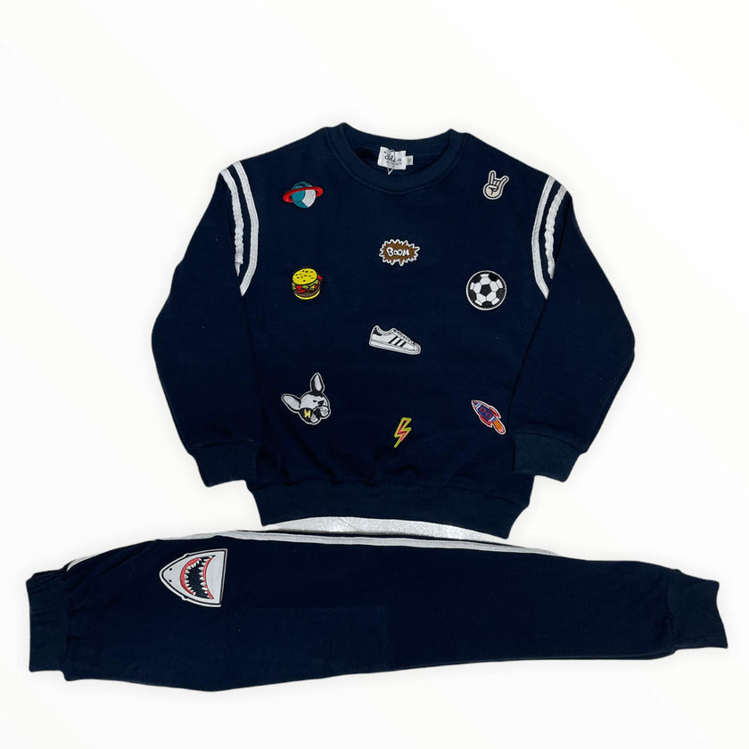 Varsity Patch Jogger Set Navy