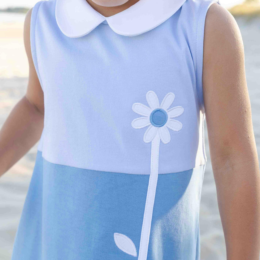 Colorblock Knit Dress With Flower