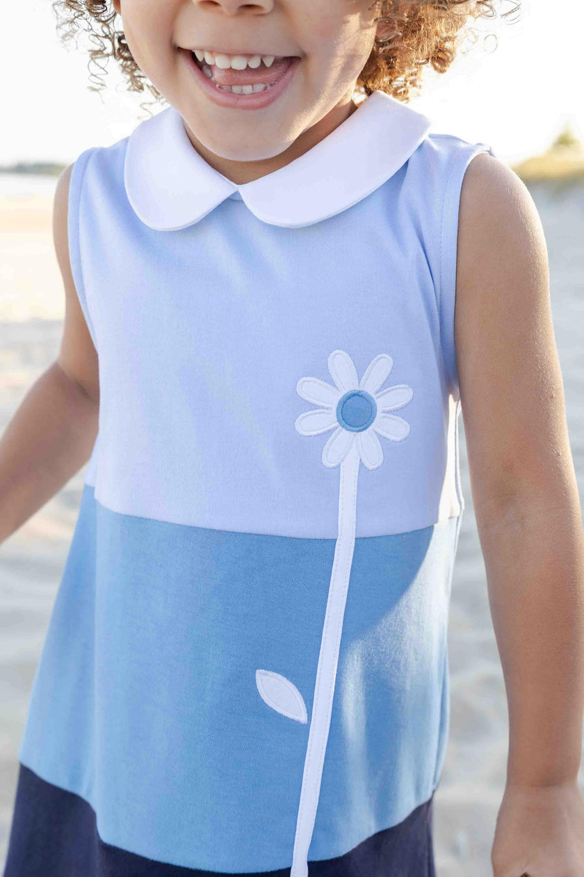 Colorblock Knit Dress With Flower