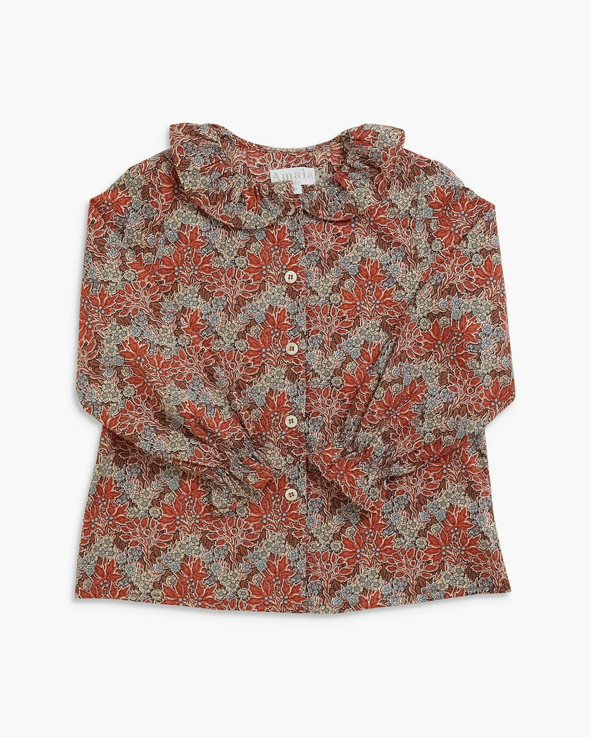 Amelia Blouse Rust Blue Liberty