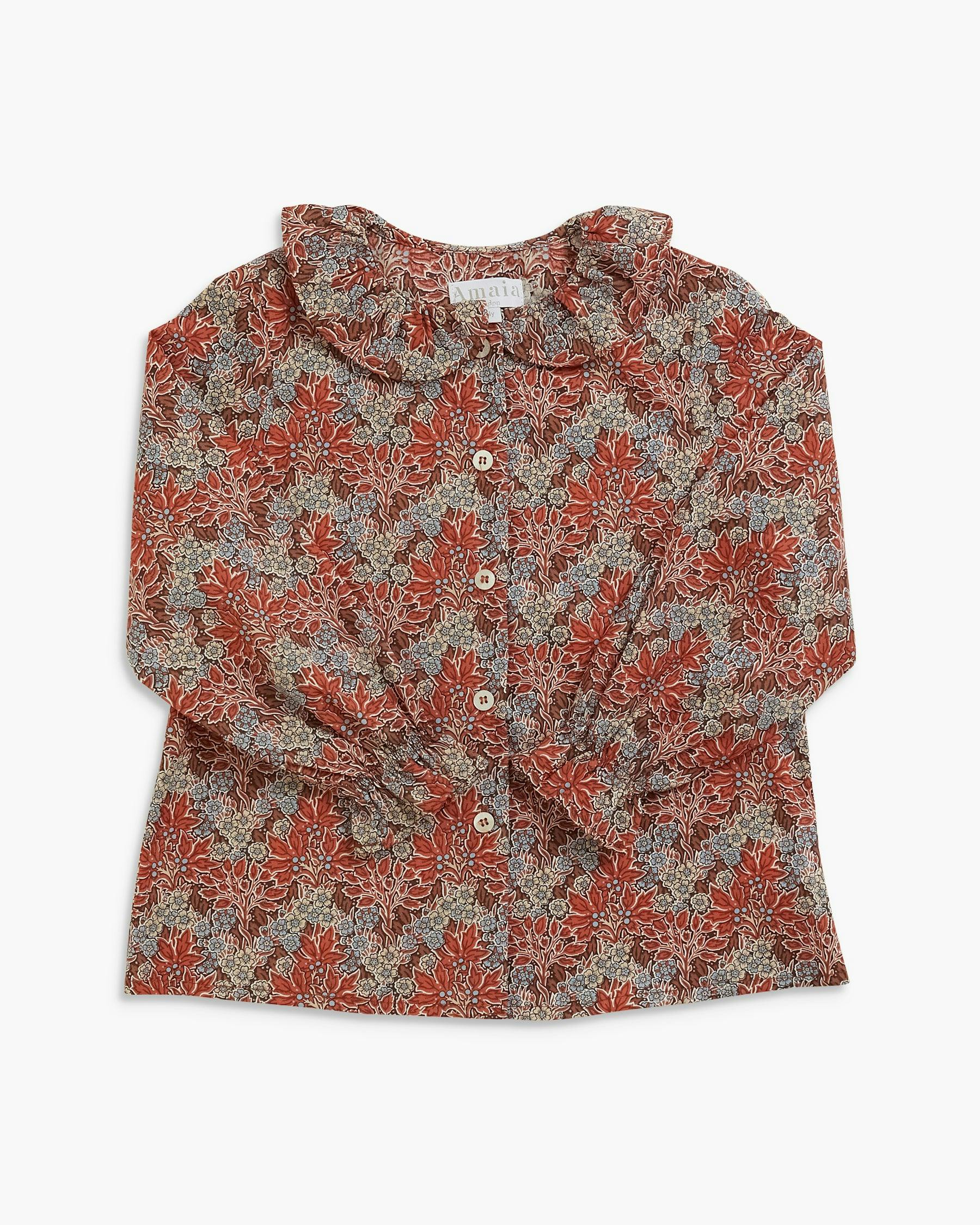 Amelia Blouse Rust Blue Liberty