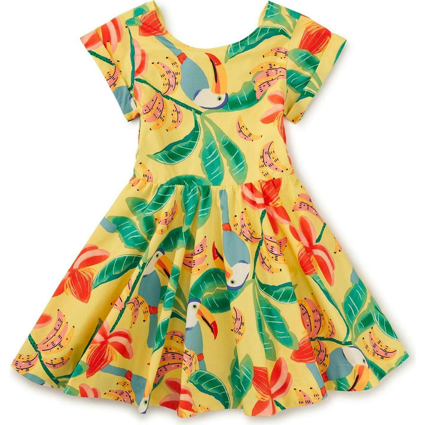 Button Back Skirted Dress, Multi