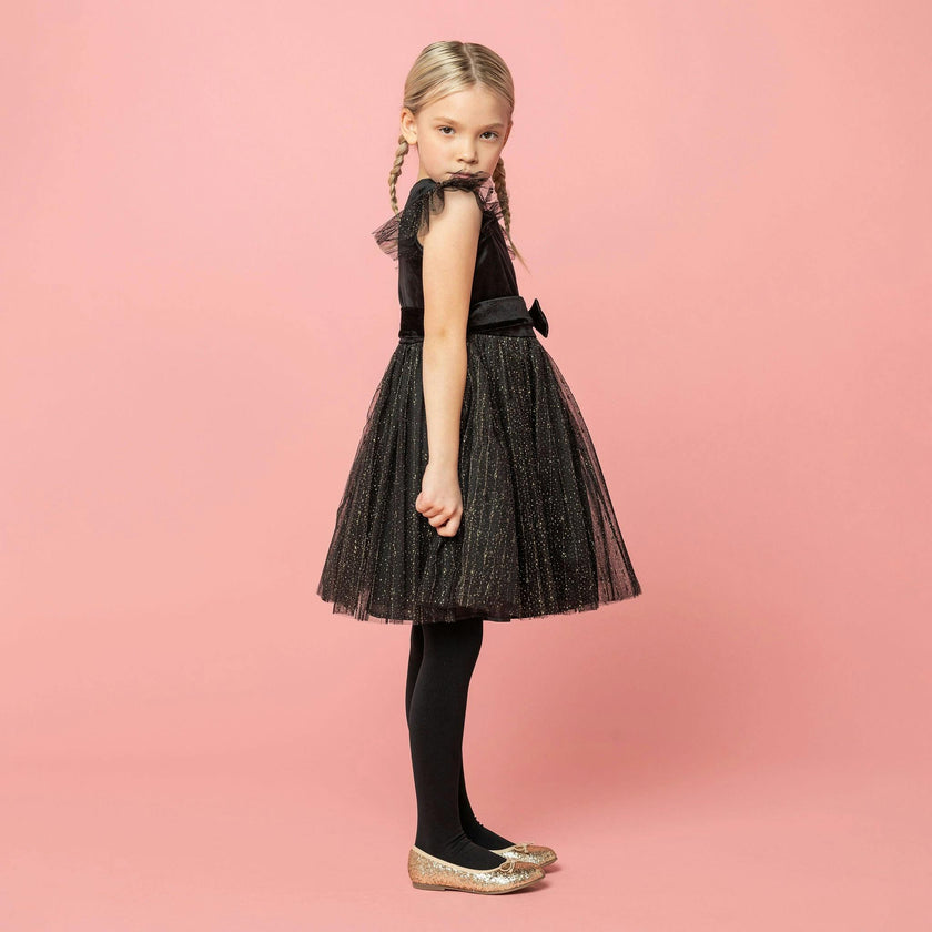 Wednesday Velvet & Glitter Tulle Party Dress