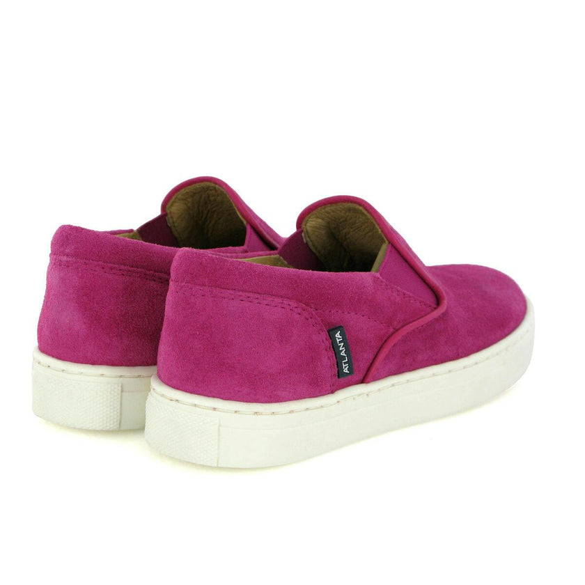 Suede Leather Slip On Sneakers, Fuchsia