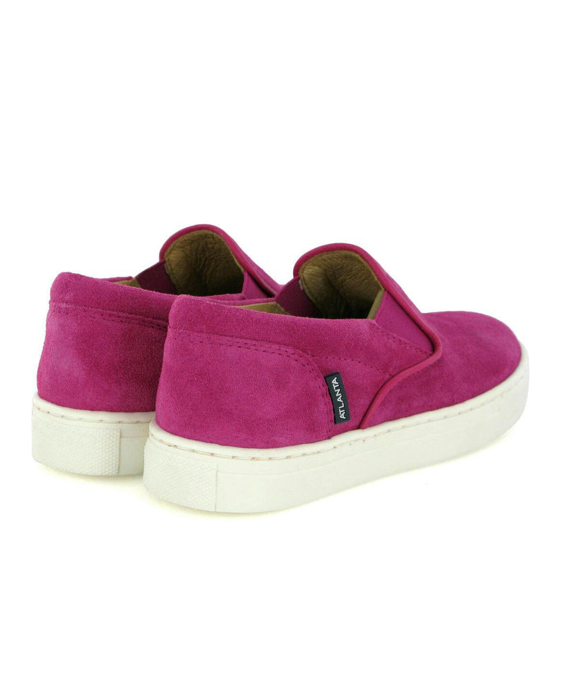 Suede Leather Slip On Sneakers, Fuchsia