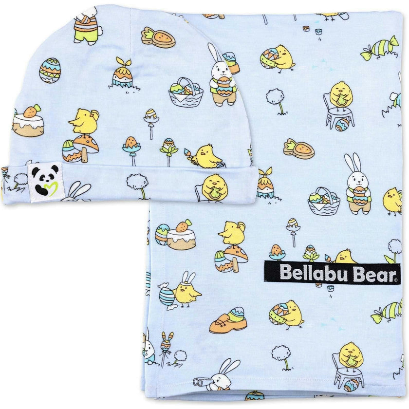 Easter Blue Bamboo Swaddle & Beanie Set