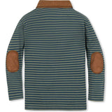 Organic Long Sleeve Jersey Polo with Cord Collar, Blue