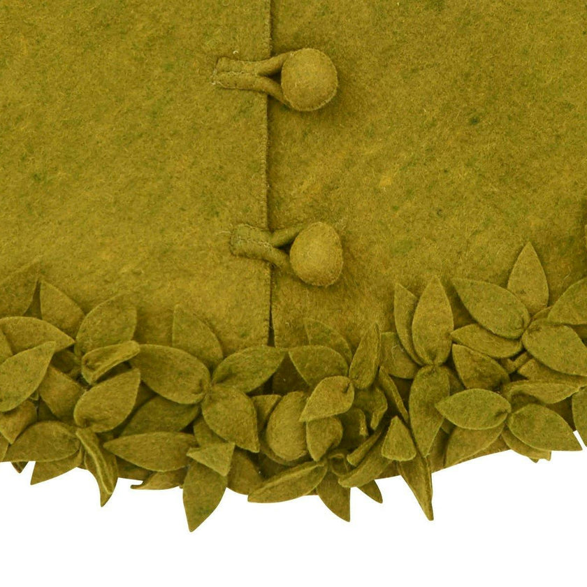Hand Felted Wool Overlapping Flowers Border Chartreuse XL Christmas Tree Skirt 64" Arcadia Home