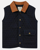 FISHER navy padded vest with cord trim