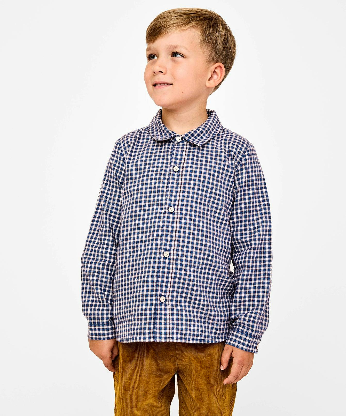 Jeffie Shirt, Marine Tiny Check