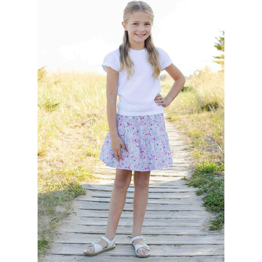 Short Sleeve Sweater with Scallop Edges