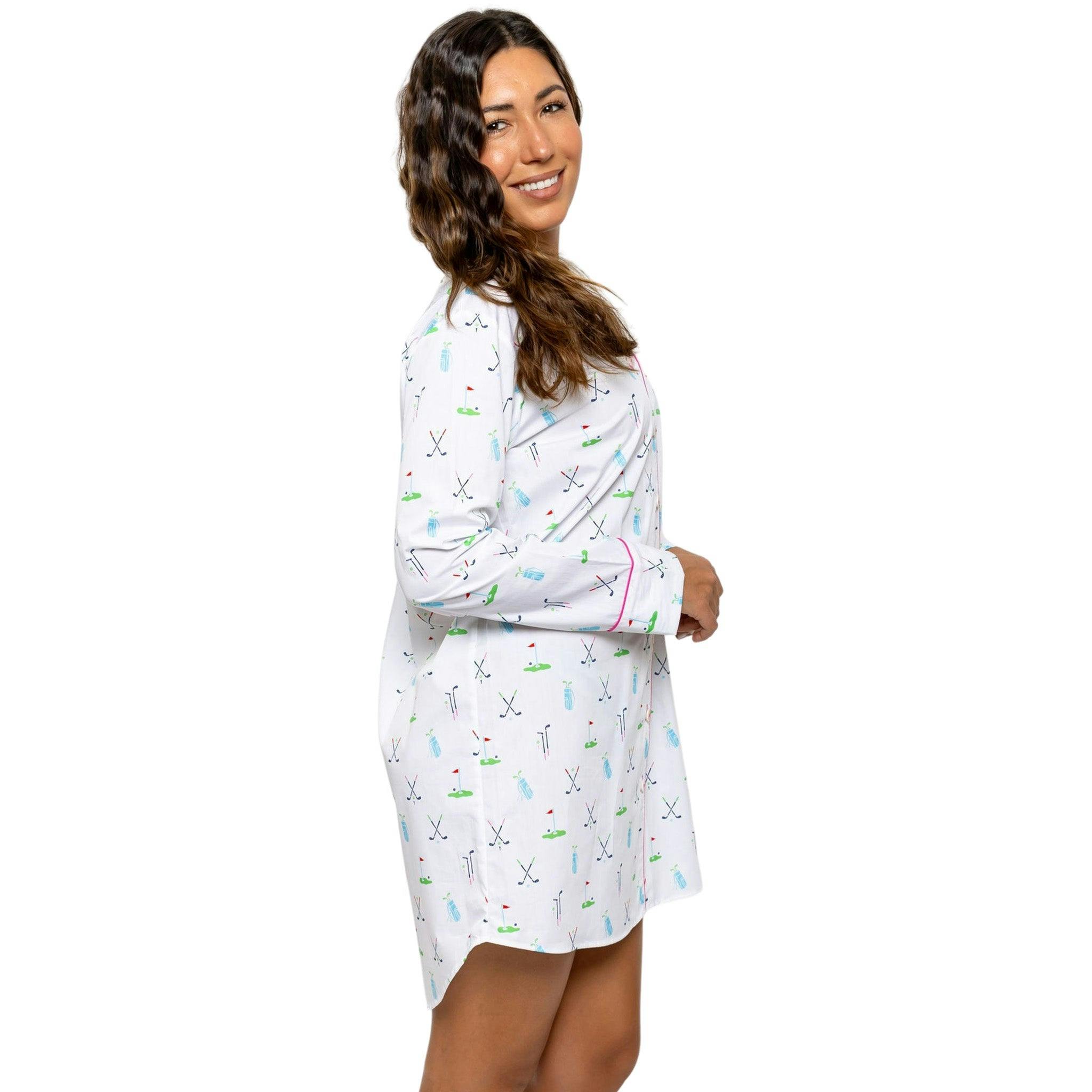 Women's Golf Night Shirt - Organic Cotton Poplin