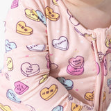 Candy Hearts Pink Bamboo Convertible Footie