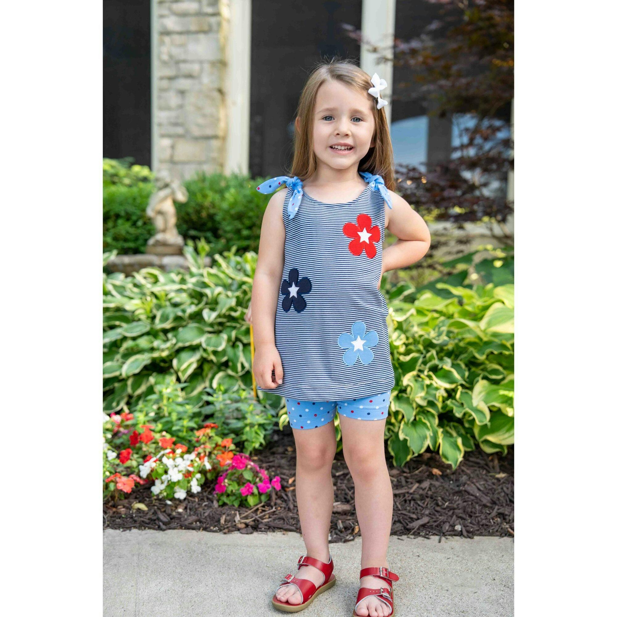 Stripe Knit Short Set With Flowers & Stars