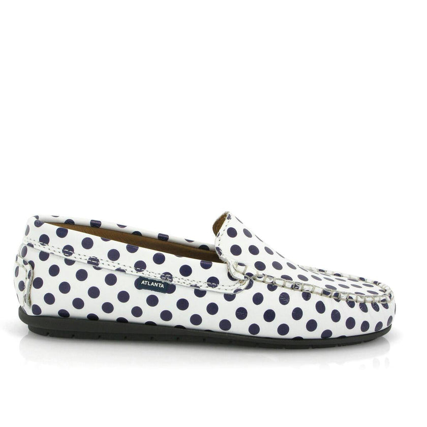 Dots Smooth Leather Walkers, White