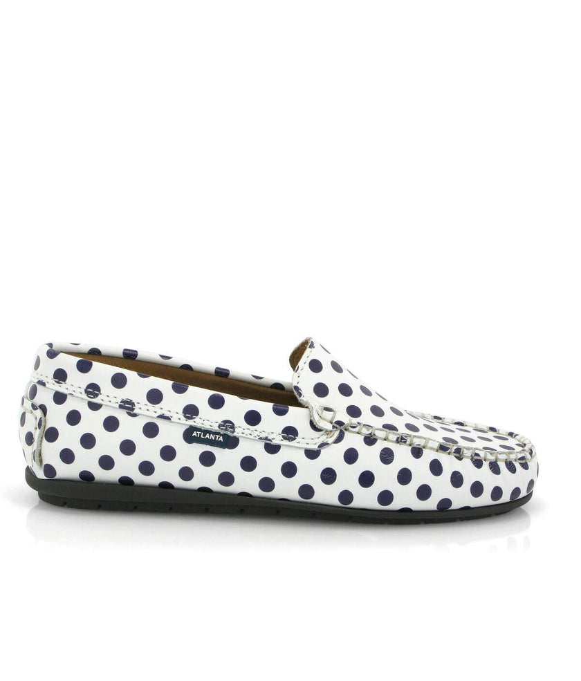 Dots Smooth Leather Walkers, White