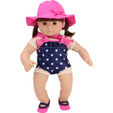 Sophia's 3-Piece Polka Dot Bathing Suit Set for 15'' Baby Dolls, Navy/Pink