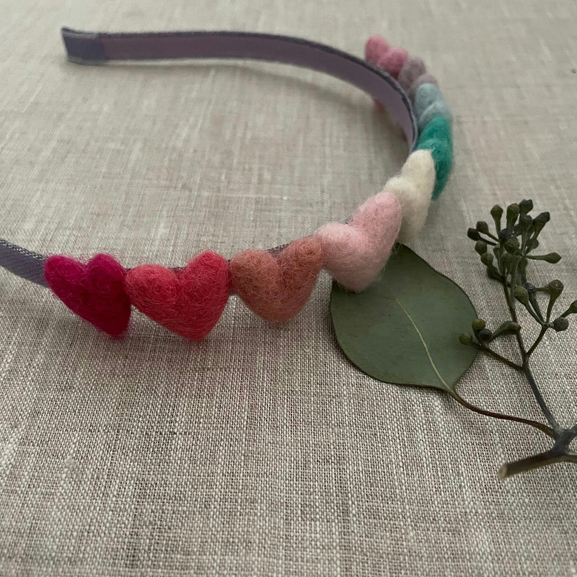 Rainbow Hearts Headband, Purple